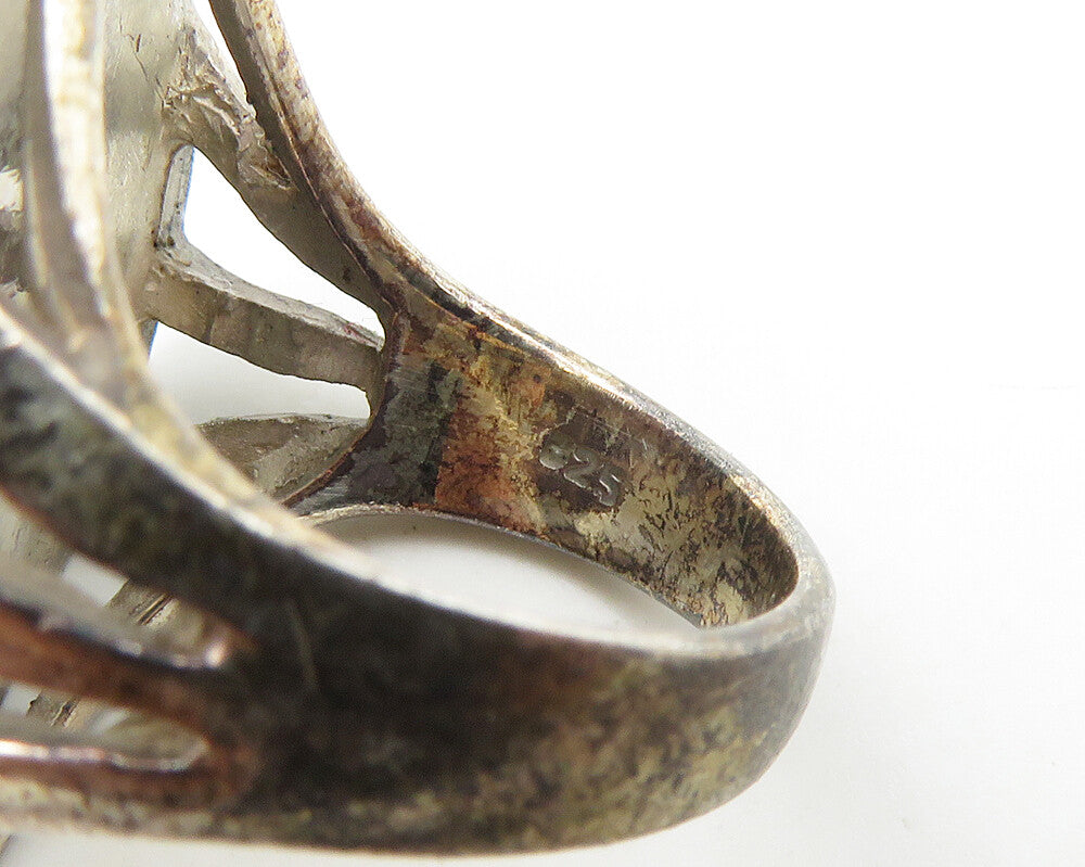 925 Sterling Silver  Vintage Turquoise Pear Shape Cocktail Ring Sz 6.5 RG17784