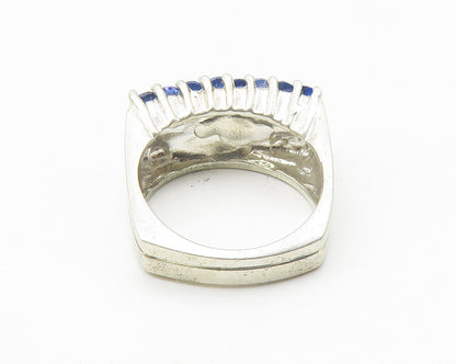 TALLONE & CO. 925 Sterling Silver  Blue Topaz Stamped Band Ring Sz 6  RG10290