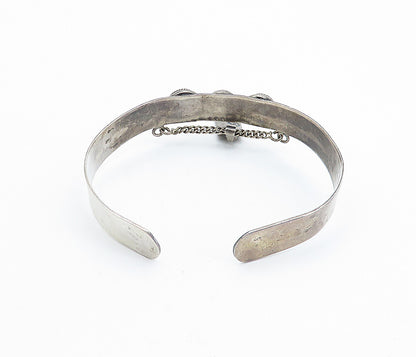 925 Sterling Silver  Vintage Antique Tiger's Eye Dome Cuff Bracelet  BT2972