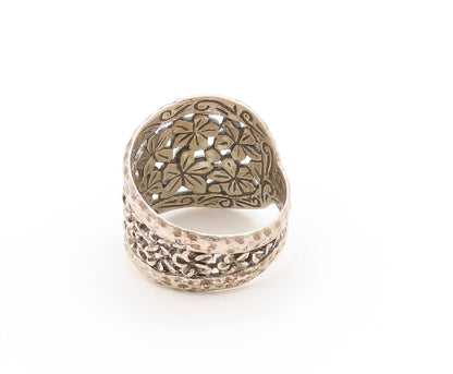 925 Sterling Silver Vintage Ring Daisy Floral Petals Cut Out Band  Sz 7  RG33648