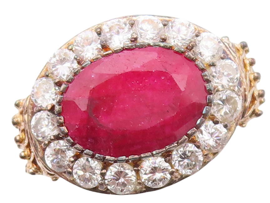 925 Sterling Silver Vintage Ring Real Oval Gemstone & CZ Frame  Sz 7  RG30939