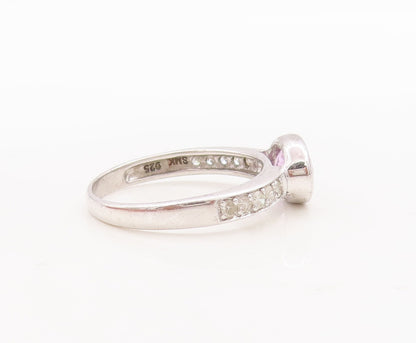 925 Sterling Silver Vintage Ring Oval Gemstones & Real Diamonds  Sz 7  RG29447