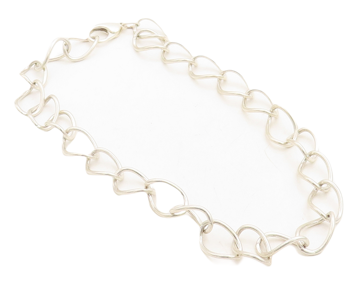 925 Sterling Silver  Shiny Minimalist Curved Oval Link Chain Necklace  NE1478