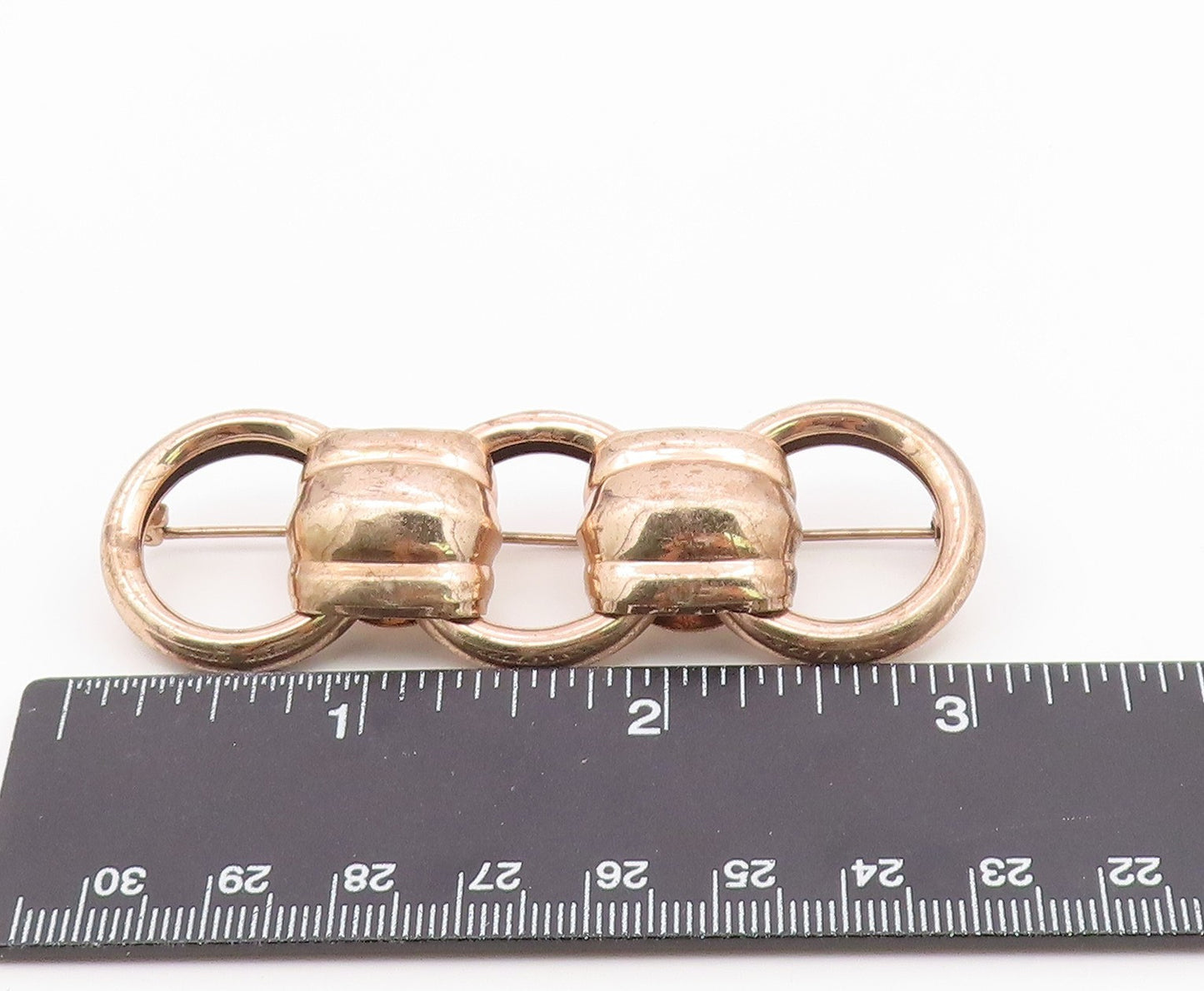 NAPIER 925 Sterling Silver  Vintage Shiny Copper Tone Link Brooch Pin  BP5510