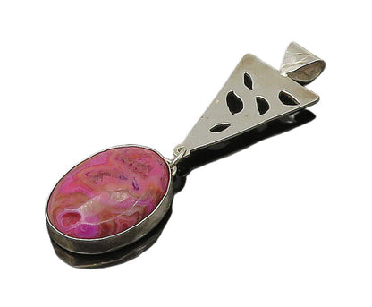 925 Sterling Silver   Vintage Cabochon Cut Agate Cutout Pendant  PT18282