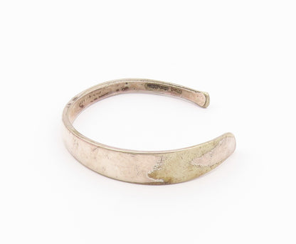 ROGERS ONEIDA 925 Silver  Vintage Shiny Floral Detail Cuff Bracelet  BT7995