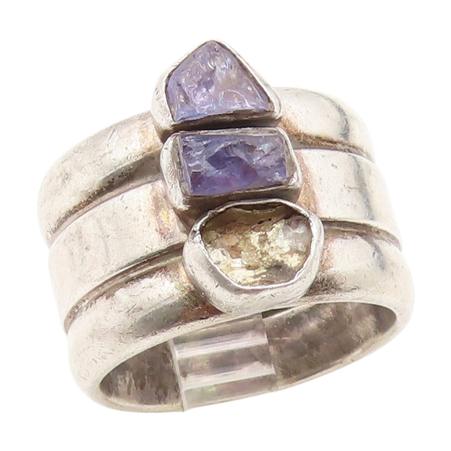 925 Sterling Silver Vintage Ring LILLY BARRACK Raw Amethyst Band Sz 7.5 RG34553