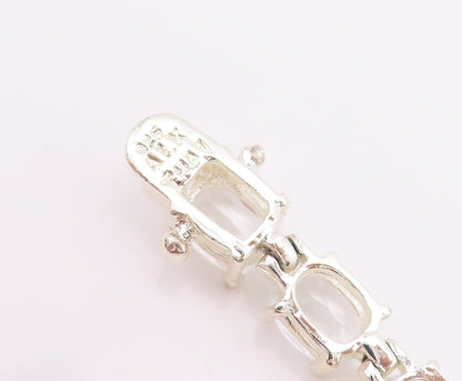 925 Sterling Silver Vintage Bracelet Minimalist Oval Cut Topaz Band  BT10611