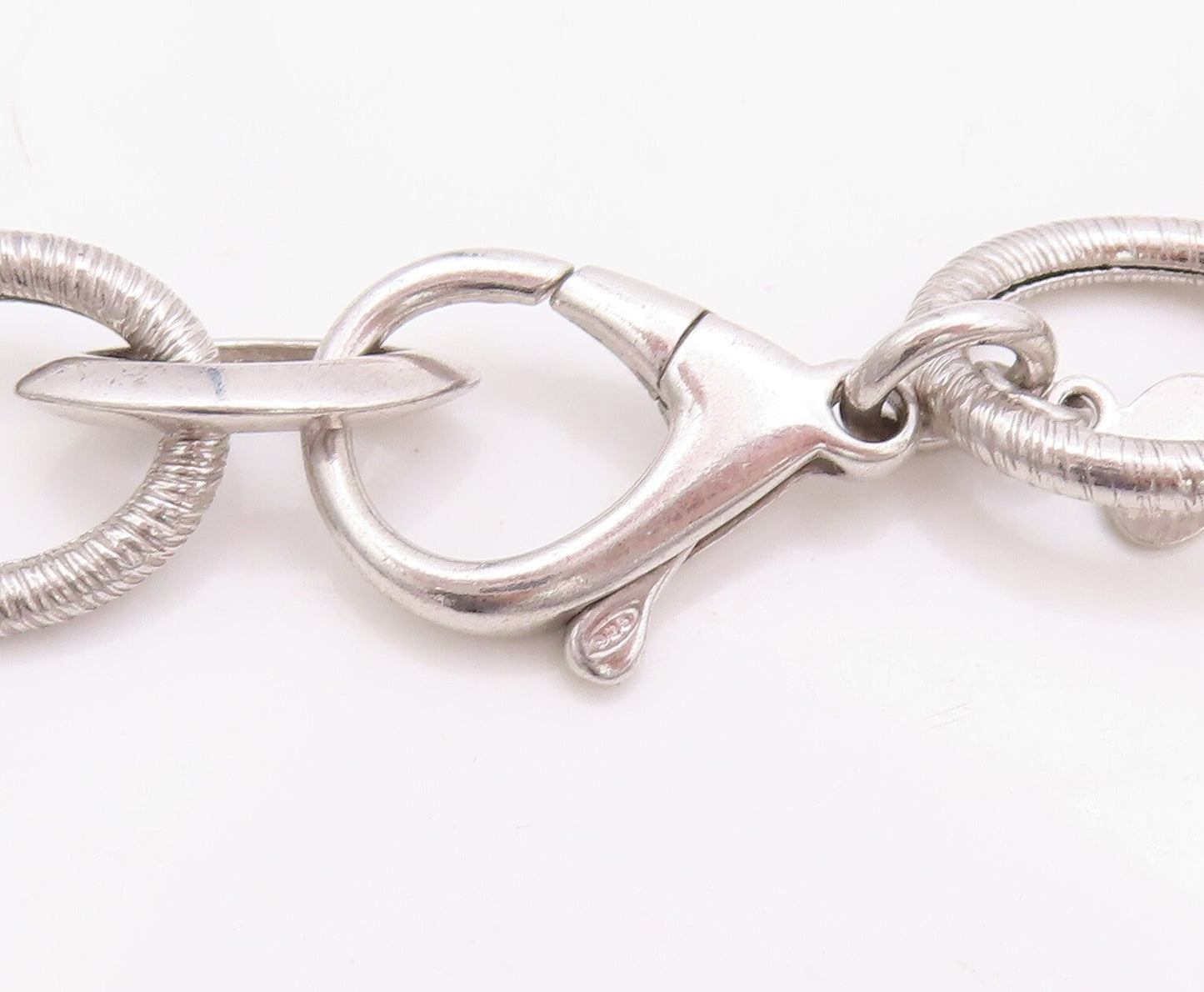 925 Sterling Silver Vintage Necklace Designer Round & Eye Shape Rings NE4390