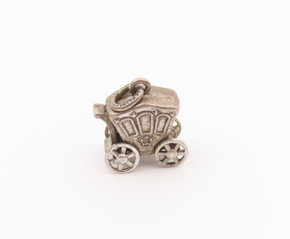 925 Sterling Silver  Vintage Petite Old Fashioned Carriage Pendant  PT18527