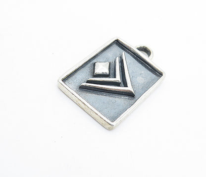 925 Sterling Silver  Vintage Oxidized Arrow Design Square Pendant  PT4942