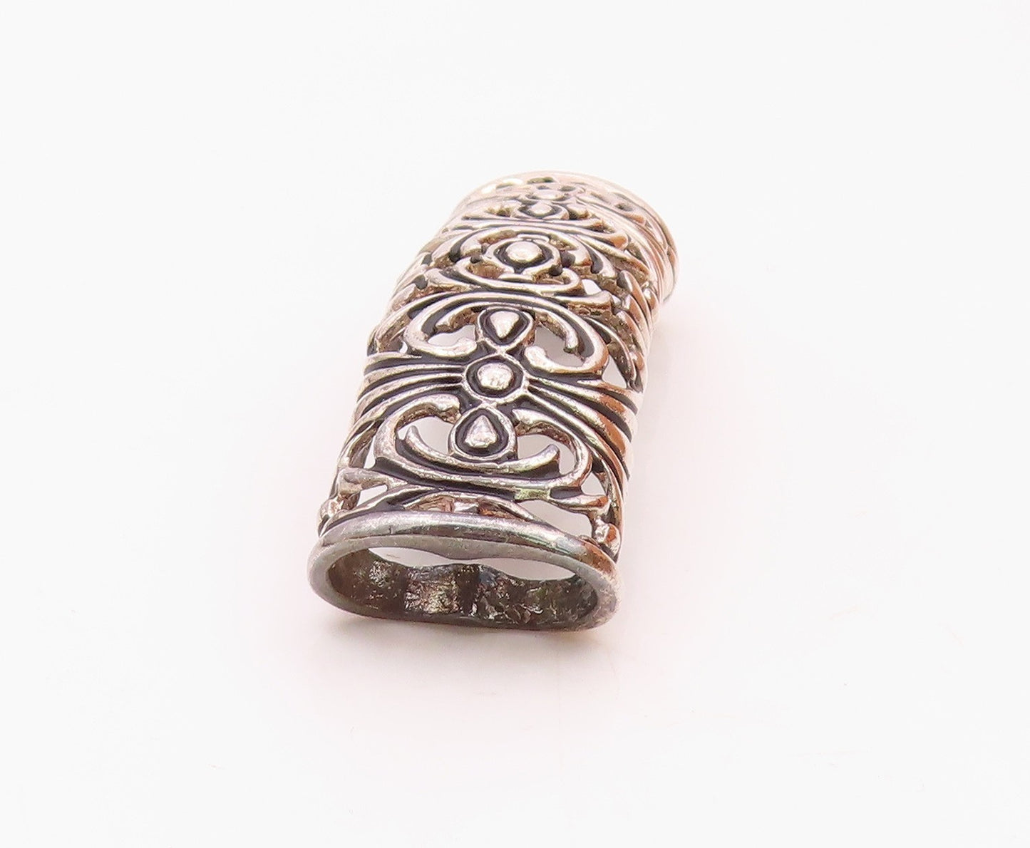 ESPO SIG 925 Sterling Silver Vintage Scalloped Swirl Linear Dome Pendant PT20403