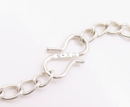 925 Sterling Silver Vintage Necklace Amorphas Linked Turquoise  NE4537