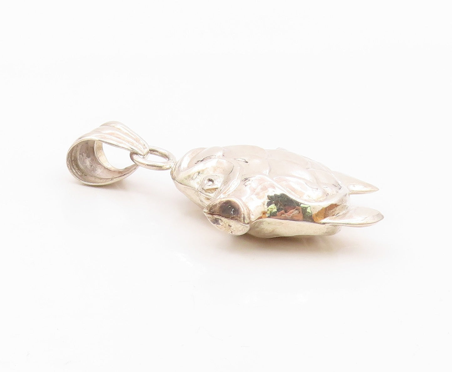 925 Sterling Silver  Vintage Shiny Hollow Fish Drop Pendant  PT17607