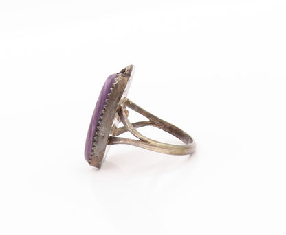 925 Sterling Silver Vintage Ring NAVAJO Wampum Shell & Leaves  SZ 5  RG32324