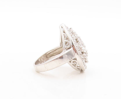 925 Sterling Silver Vintage Ring Designer Drop Cutout CZ Inlay  Sz 6  RG31074