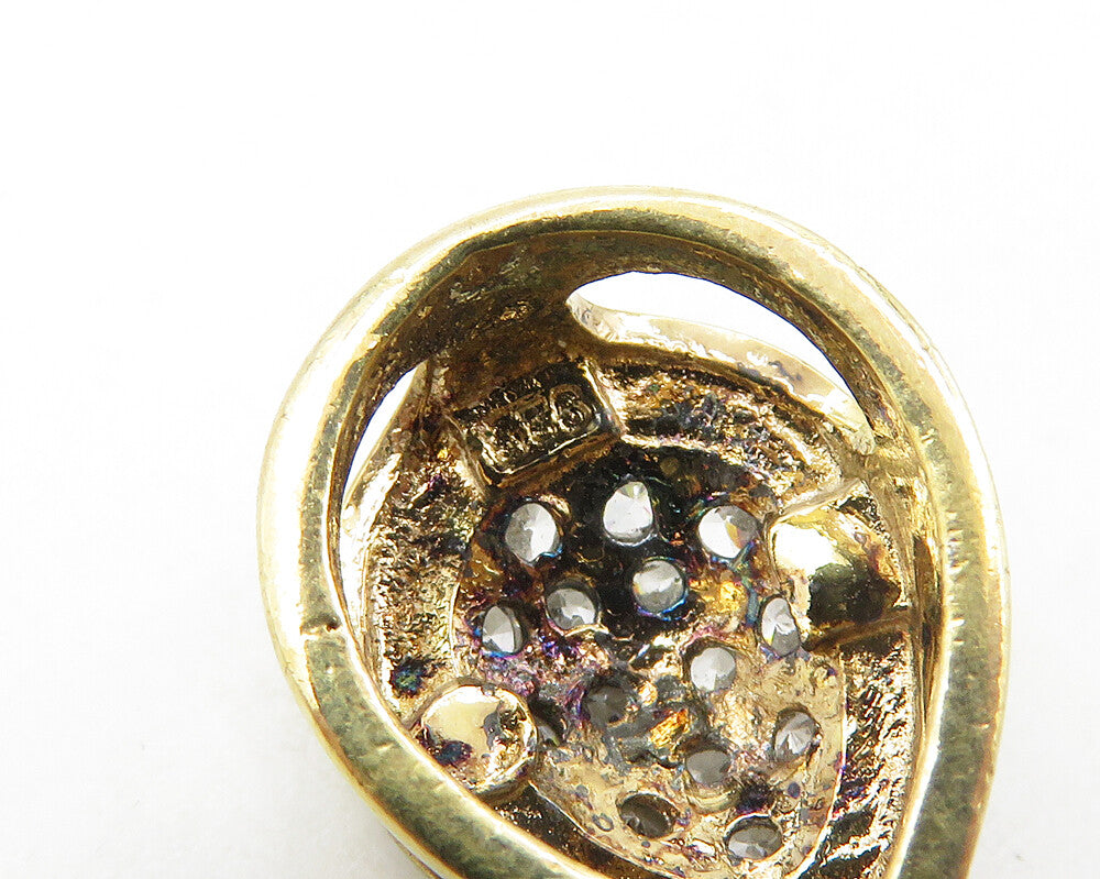 925 Silver  Vintage Cubic Zirconia Two Tone Tear Drop Slide Pendant  PT15157