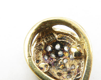 925 Silver  Vintage Cubic Zirconia Two Tone Tear Drop Slide Pendant  PT15157