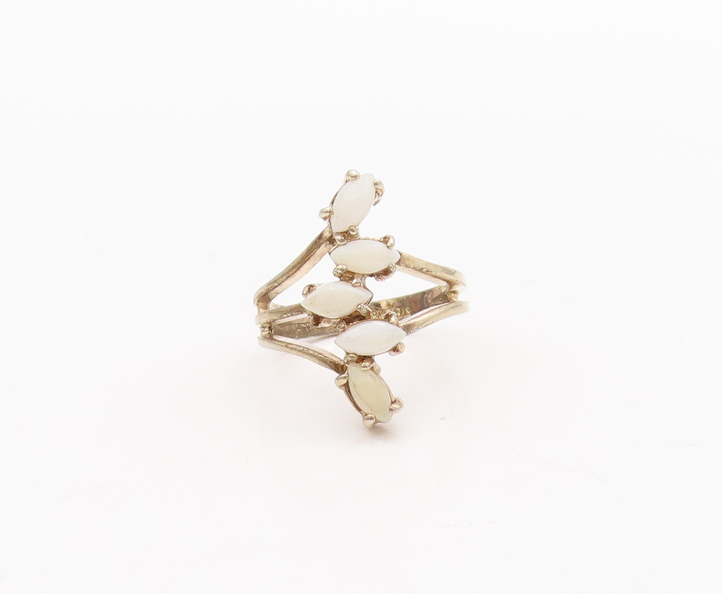 925 Sterling Silver Vintage Ring ESPO Cutout Shank Oval Gemstone  Sz 6  RG28542