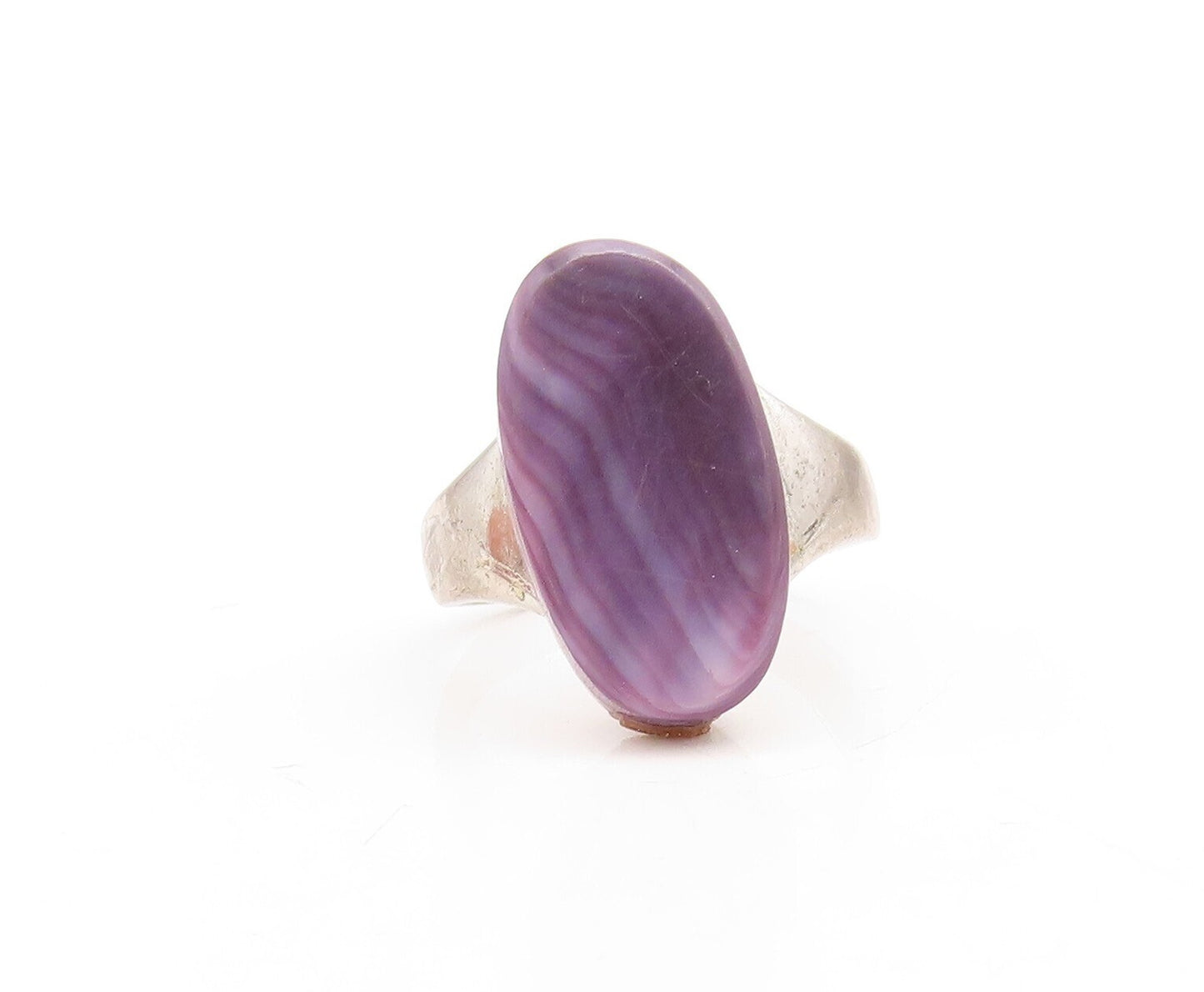 925 Sterling Silver Vintage Ring Designer Oval Gemstone  Sz 5  RG31468
