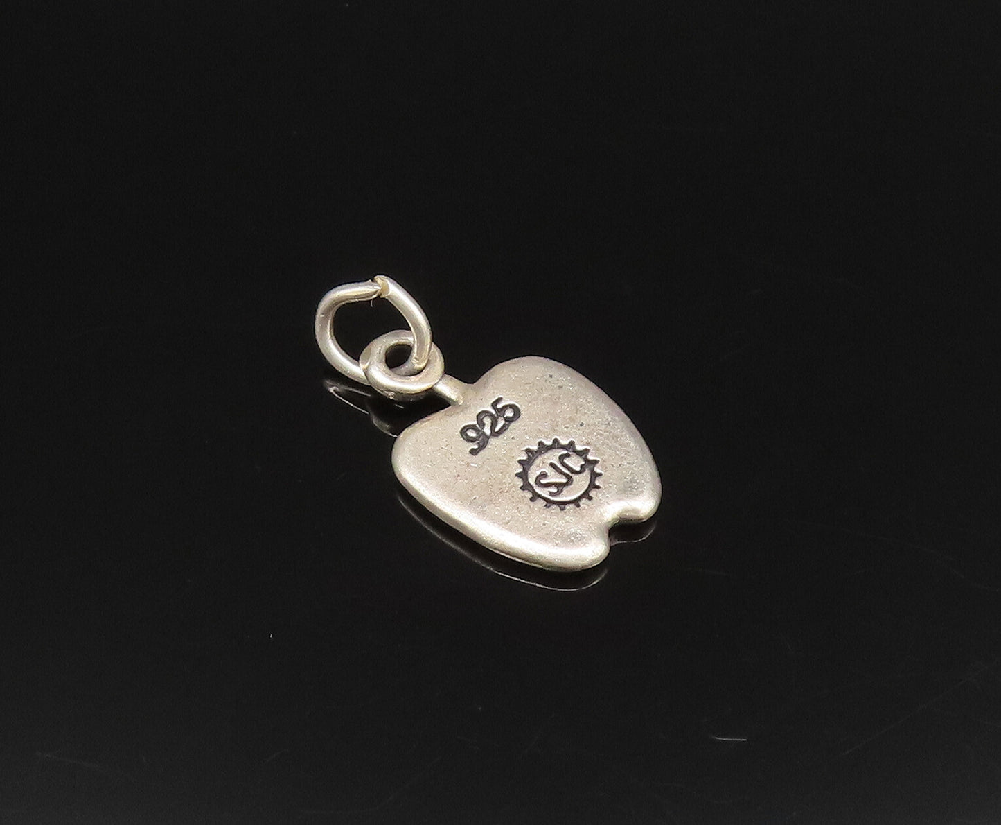 925 Sterling Silver  Vintage Engraved #1 Teacher Apple Charm Pendant  PT21352