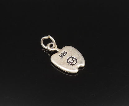 925 Sterling Silver  Vintage Engraved #1 Teacher Apple Charm Pendant  PT21352