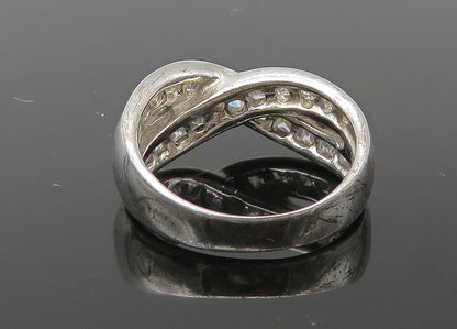 925 Sterling Silver  Vintage Shiny Cubic Zirconia Band Ring Sz 6  RG22596