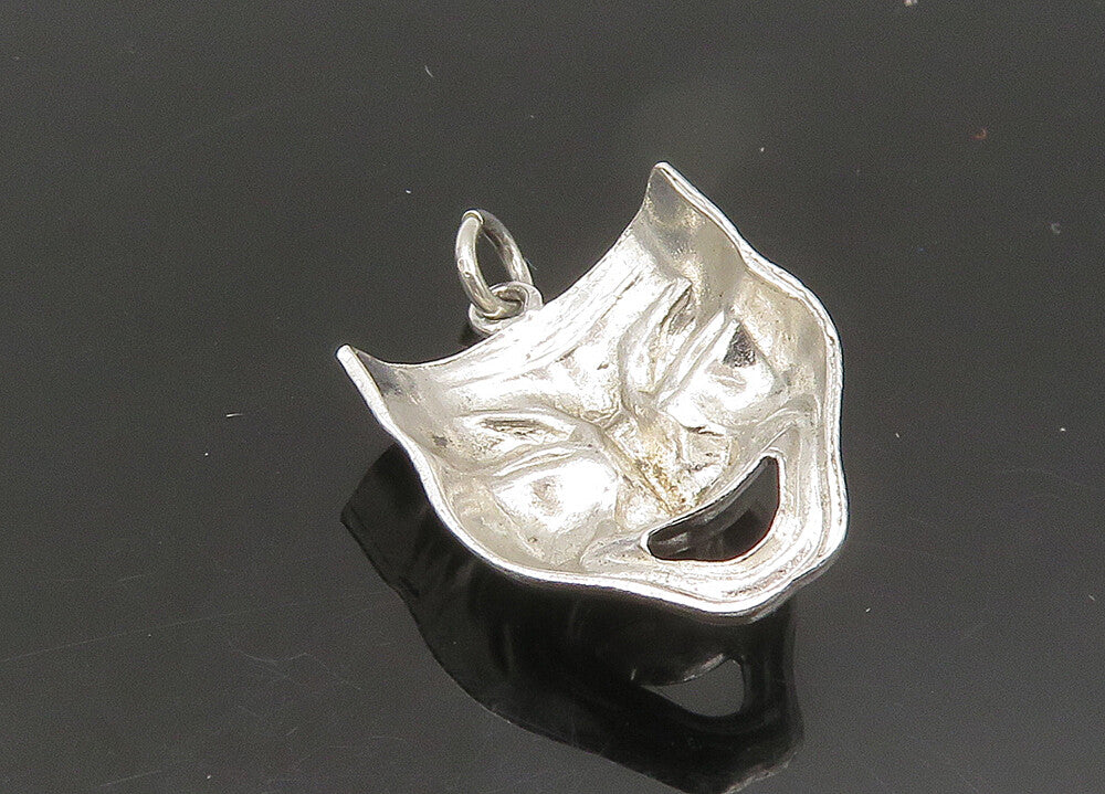 925 Sterling Silver  Vintage Shiny Comedy Theater Mask Pendant  PT17673