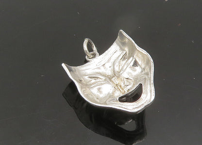 925 Sterling Silver  Vintage Shiny Comedy Theater Mask Pendant  PT17673