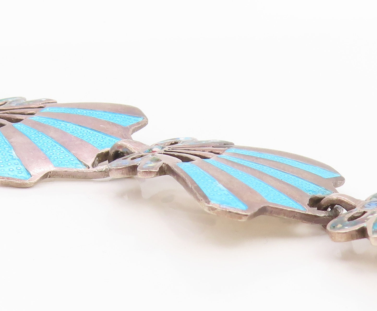 925 Sterling Silver Vintage Bracelet MIGUEL ARIAS MEXICO Enamel Fan  BT12043