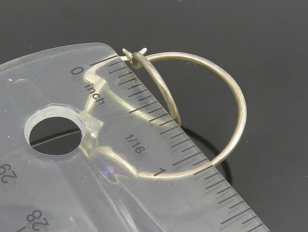 925 Silver  Vintage Amethyst & Cubic Zirconia Twisted Hoop Earrings  EG11685