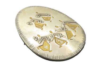 M. KATZ ISRAEL 925 Silver  Vintage Two Tone Dancing People Brooch Pin  BP3623