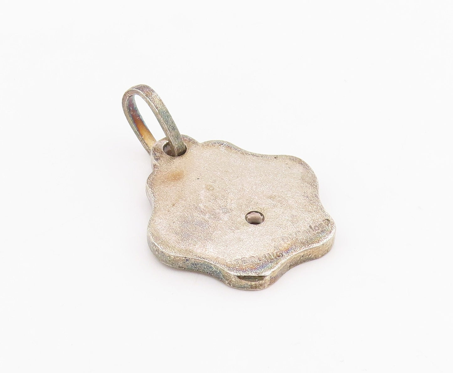 925 Sterling Silver Vintage Pendant Textured Carved Dog Paw Print Charm  PT26161