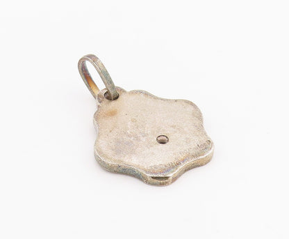 925 Sterling Silver Vintage Pendant Textured Carved Dog Paw Print Charm  PT26161