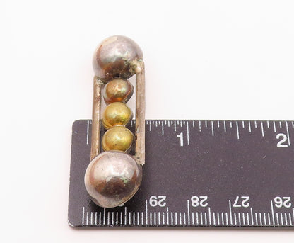 MEXICO 925 Sterling Silver  Vintage Smooth Two Tone Domes Brooch Pin  BP8142