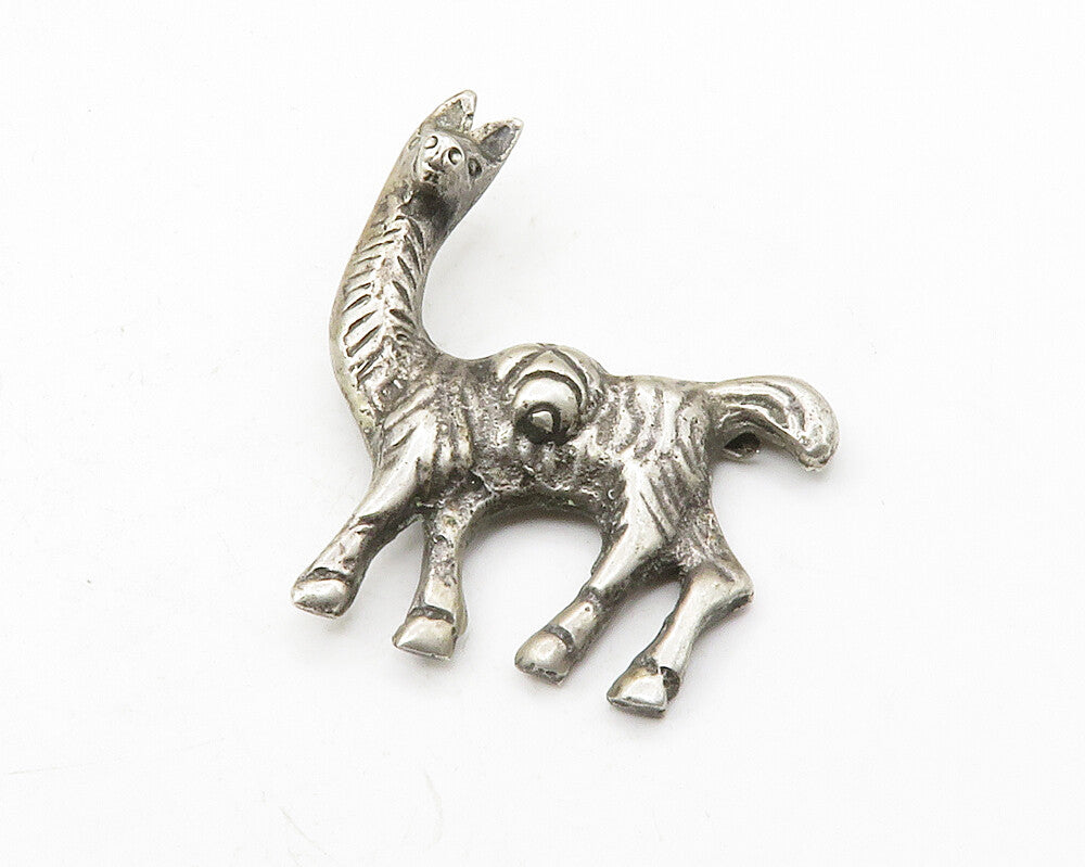 PERU 925 Sterling Silver  Vintage Antique Dark Tone Alpaca Brooch Pin  BP5037