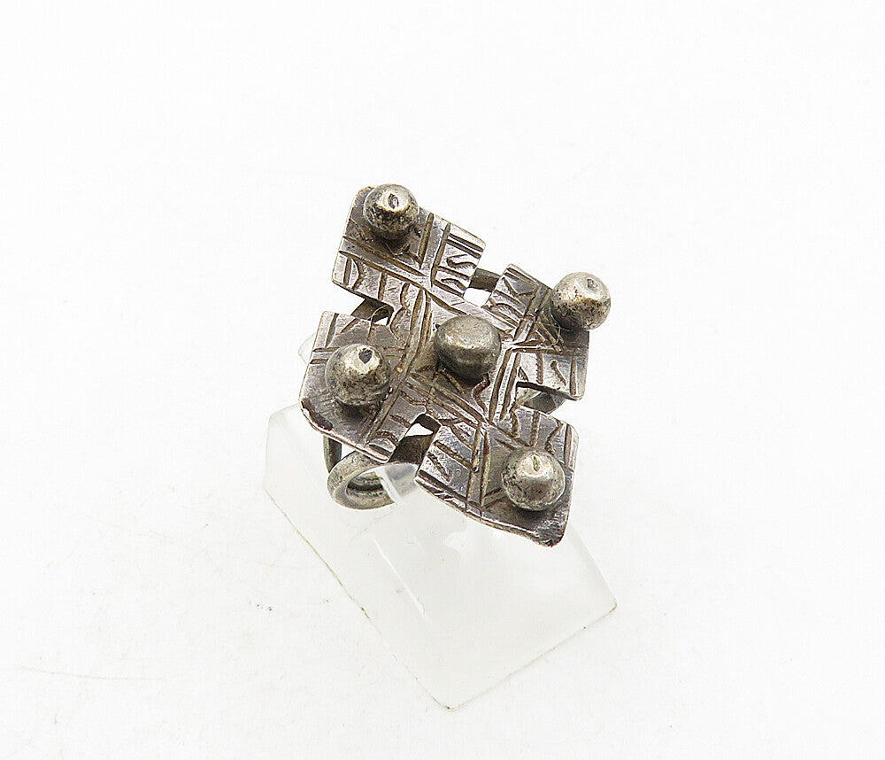 925 Sterling Silver  Vintage Antique Etched Detail Band Ring Sz 4.5  RG9301