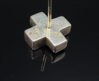 14K GOLD & 925 Silver  Vintage Fashion Minimalist X Stud Earrings  EG11968