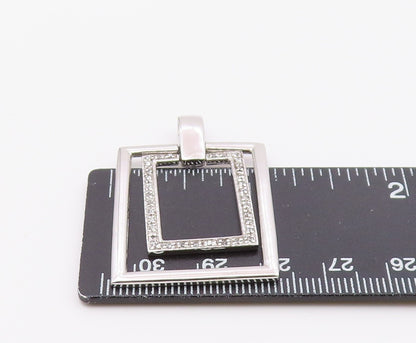 925 Sterling Silver  Vintage Topaz Open Squares Shiny Pendant  PT18554