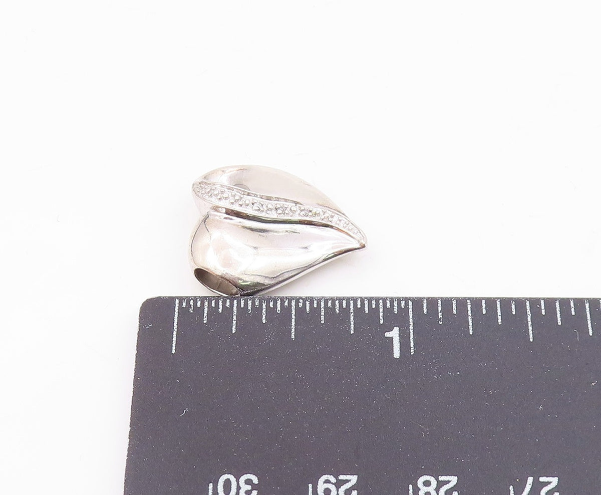 925 Sterling Silver  Vintage Genuine Diamonds Love Heart Pendant  PT18203