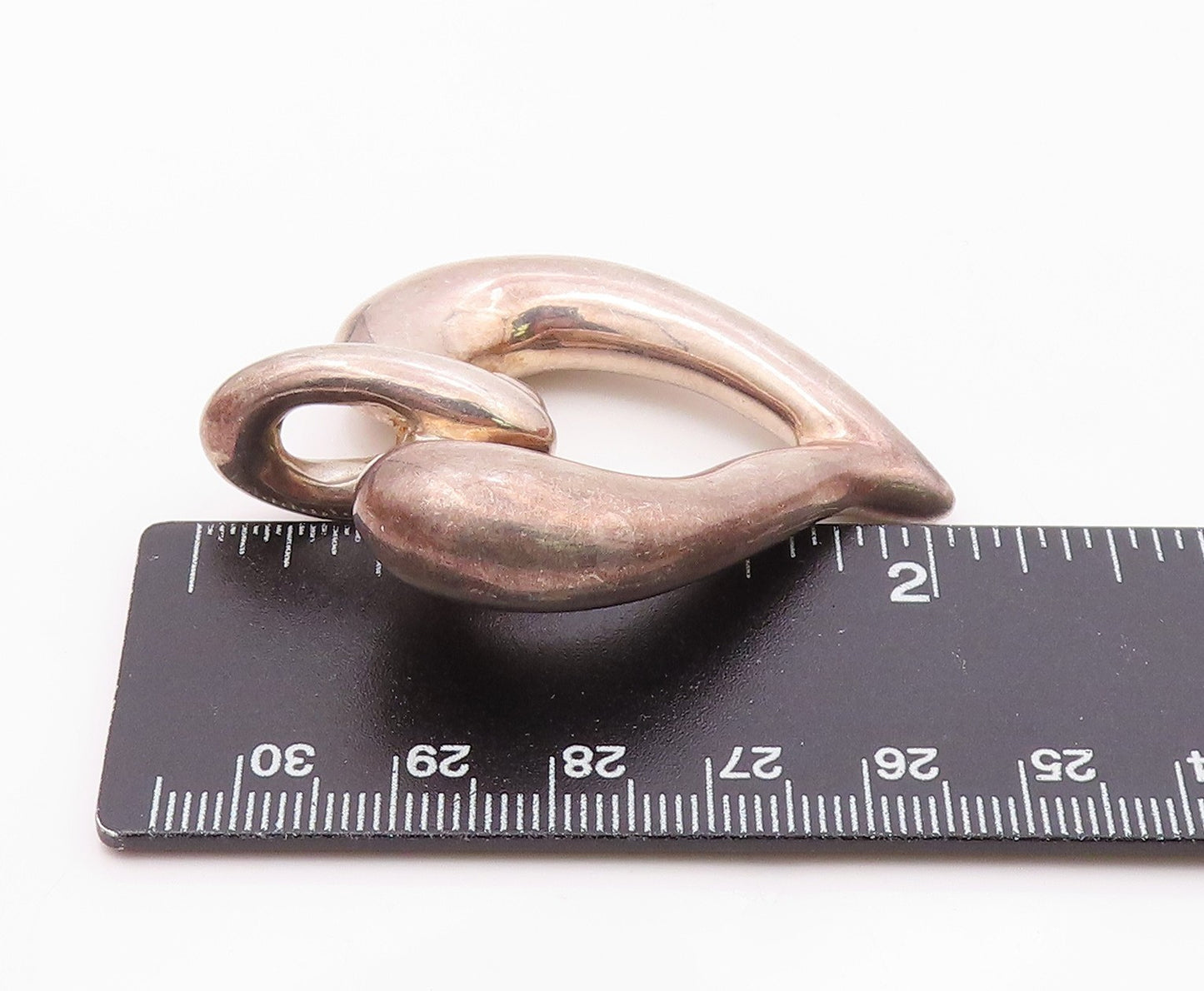 925 Sterling Silver  Vintage Open Puffy Floating Love Heart Pendant  PT20751