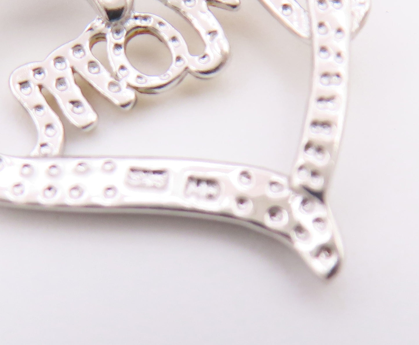 925 Sterling Silver  Genuine Diamond Mom Love Heart Bangle Bracelet  BT8264