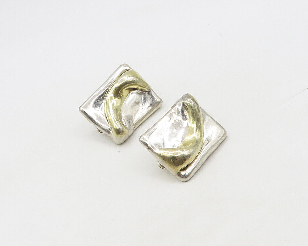 ISRAEL 925 Sterling Silver  Vintage Shiny Artistic Non Pierce Earrings  EG9121
