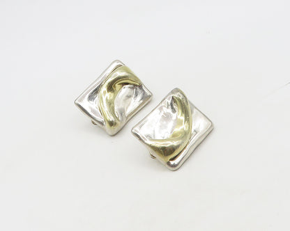 ISRAEL 925 Sterling Silver  Vintage Shiny Artistic Non Pierce Earrings  EG9121