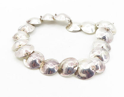 925 Sterling Silver  Vintage Shiny Smooth Dome Link Chain Necklace  NE1642