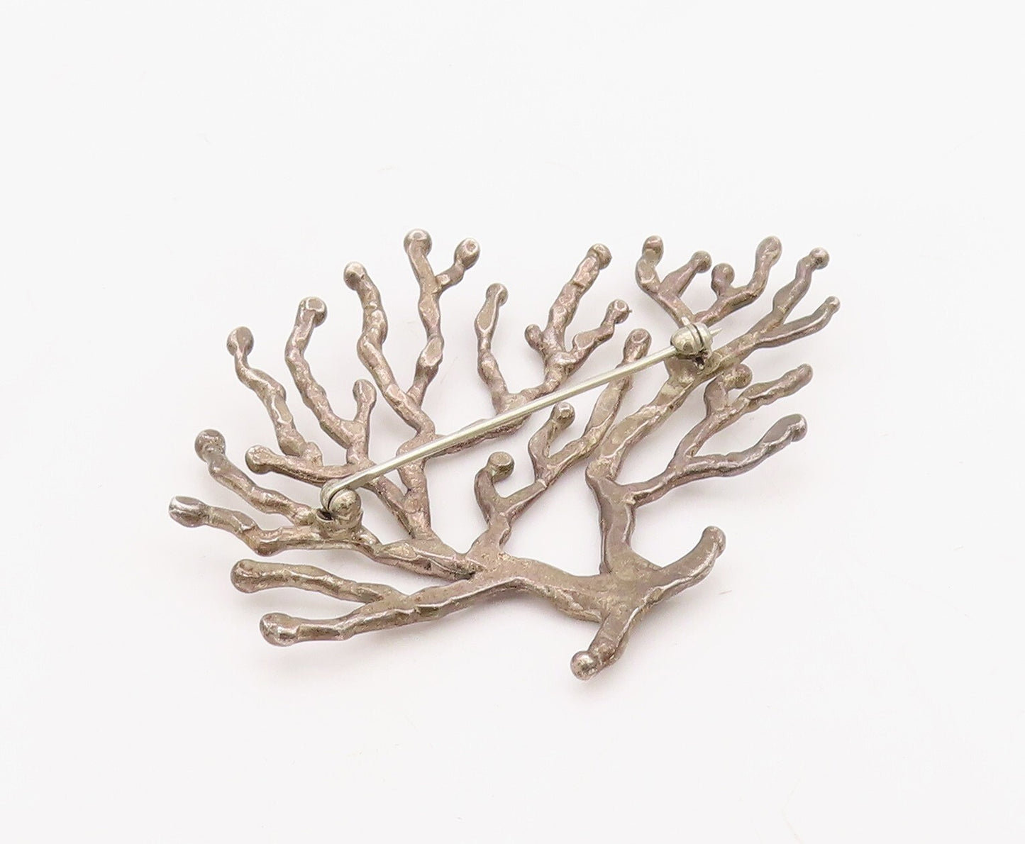 925 Sterling Silver Vintage Brooch Pin Brutalist Cutout Tree Of Life  BP11241