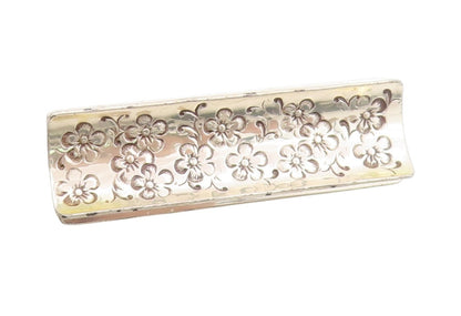 925 Sterling Silver Vintage Brooch Rectangular Engraved Floral Design  BP11919
