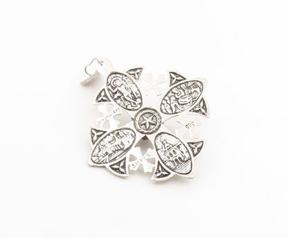 925 Sterling Silver Vintage Pendant JERUSALEM Classic Crusader Cross  PT26299