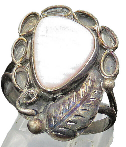 LOWELL DRAPER NAVAJO 925 Silver  Vintage Mother Of Pearl Ring Sz 8  RG20354