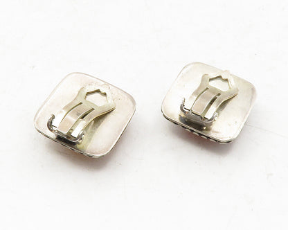 925 Sterling Silver  Vintage Amber Circle Border Non Pierce Earrings  EG6362